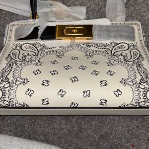 Tory Burch mini Lee Radzwill Elegant White and Black Designer Women's Bag